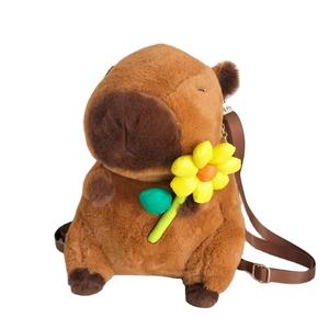 Vente chaude dessin animé Animal Capybara sacs à dos en peluche mignon Animal sacs à main en peluche cartables en peluche pour les enfants - Product Image 2