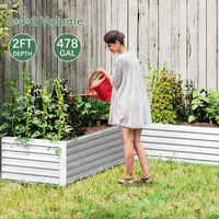 Potager surélevé en fer neuf de 8x4x2 pieds de haut, jardinière surélevée en acier, grand potager pour la plantation de fleurs et de légumes