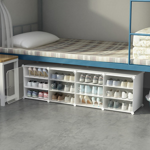 Adjustable Shoe Cabinet 1 Column 2 Layers Foldable Dustproof Under <b>Bed</b> <b>Storage</b> For Dormitories And Rental Apartments - Product Image 1