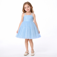 Robe de princesse en tulle pour filles, à bretelles spaghetti, longueur genou, motif étoile pailleté, respirante, idéale pour les fêtes d'été et les vacances