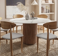 Table à manger italienne moderne de luxe en bois avec plateau en pierre, plus de 10 places, stable, durable, design ovale, mobilier de salle à manger, hôtel