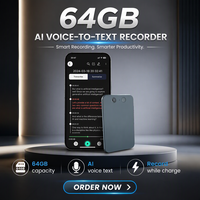 Enregistreur vocal IA 64 Go avec contrôle par application, enregistrement WAV et prise de notes, mémo vocal numérique USB avec construction métallique pour réunions, appels et conférences