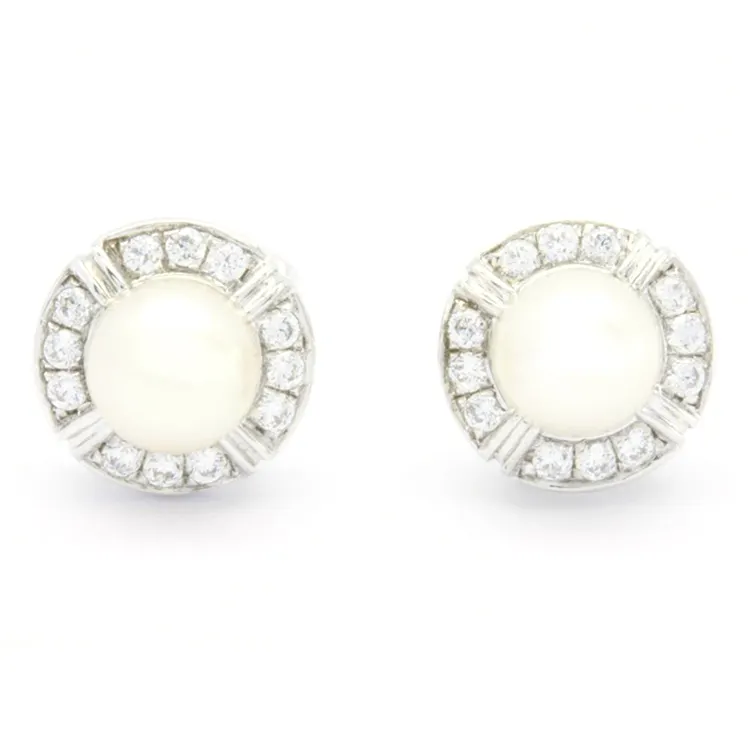 Factory Direct Price fine Jewelry 18K 14K 9K Real Gold Diamond Earrings pearl jewelry for wedding