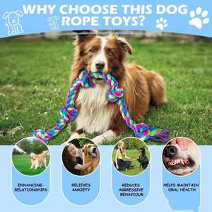 Juguetes Interactivos para Perros, Juguete Masticable <span class=keywords><strong>de</strong></span> Algodón Natural Ecológico para Perros Grandes/Medianos, Juego <span class=keywords><strong>de</strong></span> Tira y Afloja Resistente para Limpieza Dental - Product Image 4