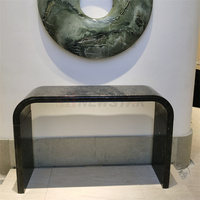 Table d'entrée en marbre noir Console en arc Marbre naturel Style français Bluestone Entrée couloir ConsoleTable