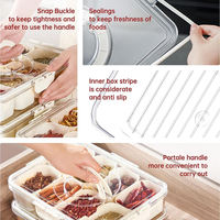 Boîte à collation avec 8 compartiments, plateau de service transparent avec couvercle et poignée, boîte de rangement transparente pour bonbons