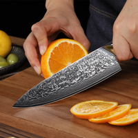 Couteau de chef KEEMAKE Damascus 6,5 pouces, extra-affûté, en acier damas 67 couches, couteau de cuisine, couteau à découper, manche ergonomique en résine