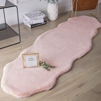 Tapis décoratif de salon blanc en fausse fourrure de lapin, tapis absorbant l'eau, tapis Shaggy