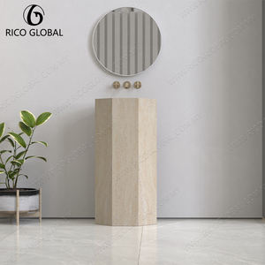 Lavabo de Pedestal para Baño Contemporáneo, Estilo Minimalista, Empalme de Piedra Natural - Product Image 1