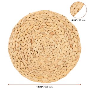 Wholesale Custom Natural Woven Water Hyacinth Placemats Seagrass Thick Rattan <strong>Round</strong> Non-Slip Handmade Braided Dinner <strong>Tablemat</strong> - Product Image 2