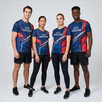 T-shirt de sport personnalisé OEM en polyester tricoté, écologique, respirant, coupe classique, pour marathon, course à pied, gym, sublimation