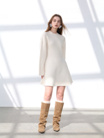 Robe pull mini simple et écologique pour femme, coupe trapèze, ourlet évasé, élégante, en tricot, pull chaud pour l'hiver