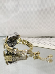 Correa de reloj con cadena de flores y diamantes de imitación, correa de lujo con cristales para mujer, accesorio de joyería para reloj inteligente - Product Image 5