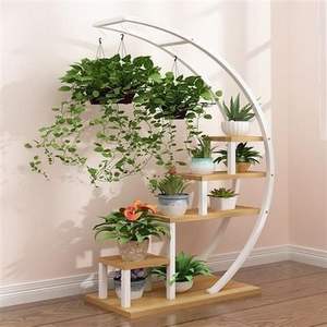 Soportes <span class=keywords><strong>para</strong></span> <span class=keywords><strong>Plantas</strong></span>, Soporte <span class=keywords><strong>para</strong></span> Macetas Colgantes de Madera <span class=keywords><strong>para</strong></span> Exteriores, Juego de Soportes <span class=keywords><strong>para</strong></span> Macetas, Decoración del Hogar, Soporte de Exhibición de Flores de Metal de Acero de 5 Niveles - Product Image 6