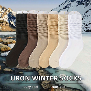 <span class=keywords><strong>Uron</strong></span> marca mujer largo hasta la rodilla equipo invierno Slouch calcetines 100% algodón transpirable antideslizante tejido técnica más Popular - Product Image 2