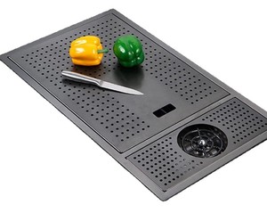 Évier de cuisine multifonction de luxe en acier inoxydable 304 avec robinet cascade, écran LED, planche à découper et égouttoir - Product Image 5