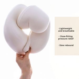 Oreiller de voyage cervical en peluche doux et rembourré en forme de U, multicolore et solide, pour la santé cervicale - Product Image 3