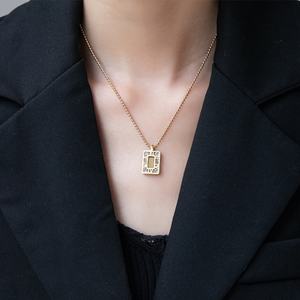 Collar con Colgante de Diamantes Geométricos Cuadrados para Mujer, con Cuentas Redondas, Cadena de Acero Inoxidable para Clavícula, Ideal para Regalos y Bodas - Product Image 4