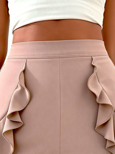 กระโปรงกางเกงขาสั้นแฟชั่นลำลองสำหรับผู้หญิง ปี 2026 แบบซิปหน้า เอวกลาง ผ้าทอ ระบายอากาศ ย้อมสีในตัว - Product Image 5