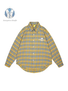Chemises à manches longues à carreaux décontractées pour hommes, personnalisées OEM, avec impression 3D, polyvalentes, style vintage, rayées, boutonnées, chemises polo à manches longues - Product Image 3