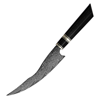 Couteau utilitaire professionnel en acier Damas 5 pouces, lame ultra-affûtée multi-usages pour viande, fromage et fruits, manche octogonal en bois d'ébène