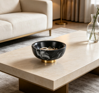Bol Rond Classique en Marbre Noir pour la Cuisine, la Maison, les Fêtes, les Restaurants, le Service de Fruits, la Décoration, les Collations, le Rangement