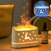 Humidificateur USB Flamme Simulée Cerf Prunier, Lumière d'Ambiance de Bureau, Humidification Ultrasonique, Machine d'Aromathérapie Moulée