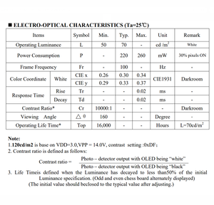 2.42 công nghiệp \ "Màn hình <span class=keywords><strong>OLED</strong></span> với tuổi thọ 16000H 128x64 Độ phân giải ssd1309zc IIC/SPI/giao diện song song 16000H tuổi thọ - Product Image 6