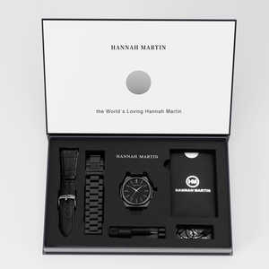 Montre HANNAH MARTIN : Nouvelle Collection, Logo Personnalisé, Montre Minimaliste avec Bracelet, Coffret Cadeau, Montre Homme Ultra Fine à Quartz avec Boîte - Product Image 5