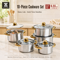 Ensemble de casseroles en acier inoxydable Zhenneng, 10 pièces, combinaison multi-tailles pour la cuisine à domicile, cuisson au gaz et à induction