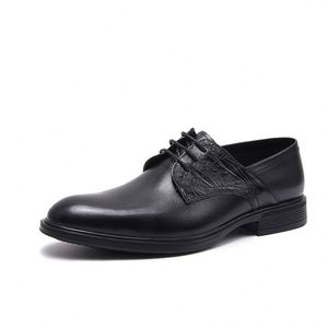 Nouvelles chaussures habillées décontractées noires pour hommes, en cuir véritable de marque italienne, à bout carré et respirantes, idéales pour les soirées. - Product Image 6