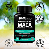Compléments alimentaires à base de plantes OEM/ODM pour hommes : Capsules d'Ashwagandha et de Maca, Poudre de racine de Maca noire, rouge et jaune – Soutien énergétique pour adultes
