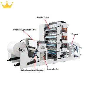 4 Kleur Flexo Drukmachine Label Papier Uv Flexo Printer Slotter Stansmachine Machine