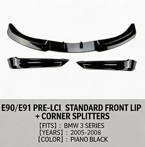 Kit de spoiler avant pour BMW Série 3 E90 E91 2005-2008 M Sport, séparateurs d'angle de pare-chocs avant + lèvre de pare-chocs avant - Product Image 5