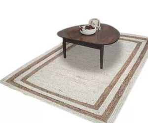 Alfombra de Yute natural 100% rústica moderna hecha a mano, corredor de área personalizable con patrón abstracto trenzado para un aspecto moderno - Product Image 1