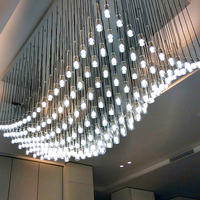Lustre suspendu pour hall d'hôtel à haut rendement lumineux, commande par interrupteur, bureau de vente, personnalisable, métal, PVC