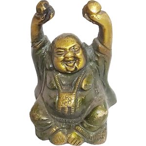 PARIJAT HANDICRAFT Statue de bouddha riant en laiton massif métal Feng-Shui Home Decor Showpiece Harbinger Wisdom Wealth (Laughing) - Product Image 5