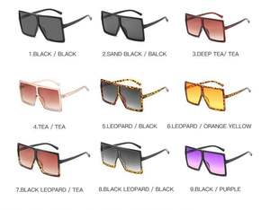 Lunettes de soleil carrées surdimensionnées pour femmes, nouveau style rétro, monture large, verres plats, teintes claires rouge et bleu, protection UV400, avec logo personnalisé - Product Image 4