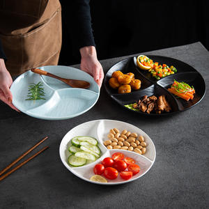 Ménage Cuisine Céramique Réduit Graisse Assiette À Dîner Plateau <span class=keywords><strong>Vaisselle</strong></span> En Porcelaine De Sable Mouvant Assiette Divisée Assiette À Dîner - Product Image 1