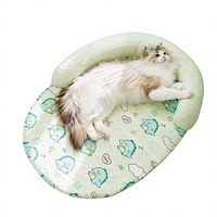 Coussin de lit pour chat en éponge et latex, imprimé intégral motif dessin animé, pour l'été, en tissu, pour petits et moyens animaux, pour intérieur, rafraîchissant, pour un sommeil profond