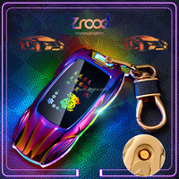 Zroog – Nouveau design – Briquet électronique en métal rechargeable par USB, écologique, au butane, personnalisé, porte-clés LED pour voiture, extérieur