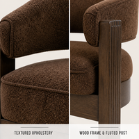 Chaise de salle à manger en bouclette en gros, chaise de restaurant et de café rembourrée à dossier incurvé, personnalisable OEM ODM