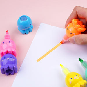 Set di Evidenziatori a Forma di Polpo Mini 5 Colori Pennarelli Fluorescenti Punta a Pennello Obliqua per Bambini e Scuola - Product Image 5