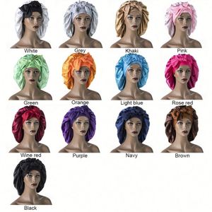 Bonnet de nuit en satin uni personnalisé avec logo, grande taille, pour femme, idéal pour la coiffure, cadeau promotionnel, vente en gros - Product Image 2