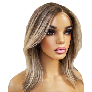 Perruque Bob <span class=keywords><strong>blonde</strong></span> naturelle de qualité supérieure de 14 pouces HD pour Swiss Lace Front Cuticule alignée Cheveux humains non traités Lace transparente - Product Image 2