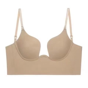 Womens Seamless Low <strong>Back</strong> <strong>Bra</strong> Wire Lifting Deep U Shaped Plunge Backless <strong>Bra</strong> <strong>With</strong> Convertible <strong>Clear</strong> <strong>Straps</strong> - Product Image 4