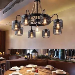 Zeal Lighting โคมไฟระย้าเหล็กสีดำสำหรับห้องนั่งเล่นสไตล์อเมริกันย้อนยุค - Product Image 1