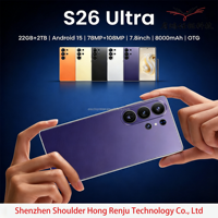 Smartphone 5G S26 Ultra Android 15 de 7,8 pouces, 22 Go + 2 To, appareil photo arrière 108 MP, reconnaissance d'images IA, écran plein, livraison rapide