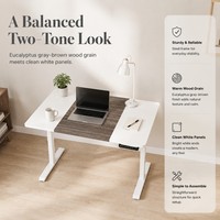 Bureau AOR blanc à grain de bois, silencieux, à mémoire de forme, réglable en hauteur, pour travail assis-debout, ordinateur de bureau, bureau d'apprentissage, vente en gros usine