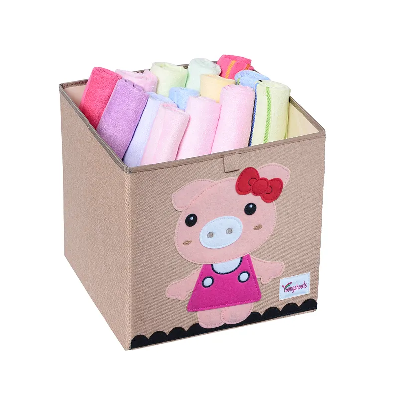 large fabrics animal toys storage bins folding cartoon plastic cube bin sundries container kids toys customized storage box